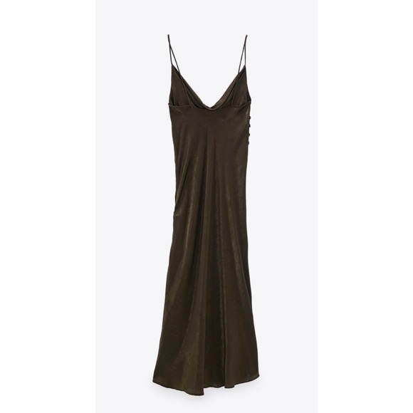 NWOT Zara Lingerie Style Dress in Dark Khaki - Picture 3 of 5